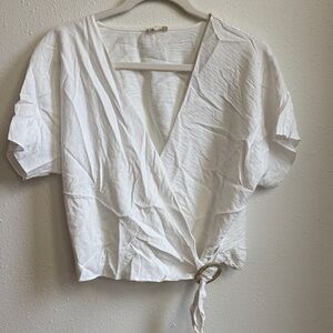 Hem & Thread Cream Wrap Blouse